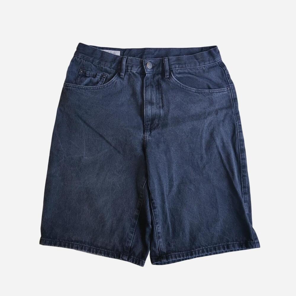Zara black basic denim baggy shorts